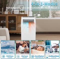 SHINCO Mobile Klimaanlage mit Abluftschlauch, 3-in-1Klimaanlage mit Luftentfeuchter&Ventilator, 7000BTU, 2,05 kW, Mobiles Klimagert mit Schlafmodus, Timer und Montagematerial, Rume bis 54m