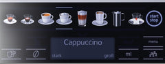SIEMENS Kaffeevollautomat EQ6 plus s300 TE653501DE, für viele Kaffeespezialitäten, Milch-Aufschäumdüse, Keramikmahlwerk, Doppeltassenfunktion, Antikalk, automatische Dampfreinigung, 1500 W, silber