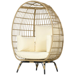 Outsunny Rattansessel Korbform mit dicken Kissen verstellbare Füße