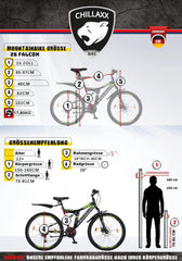 Chillaxx Bike Falcon Premium Mountainbike in 24,26,27.5 und 29 Zoll - Fahrrad für Jungen, Mädchen, Damen und Herren - Scheibenbremse- 21 Gang-Schaltung - Vollfederung