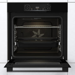 Gorenje 738971 Einbaubackofen-Set OptiBake Black Steam Pyro Set / 77L / Heißluft/Pyrolyse/ExtraSteam/GentleClose/AirFry/Pizzamode 300°C/PerfectGrill/Induktions-Kochfeld mit BridgeZone/schwarz