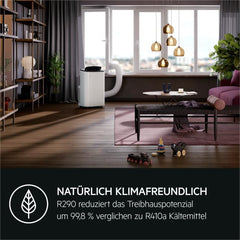 AEG Chillflex Pro AXP26U338CW mobile Klimaanlage / LED Display / Touch-Buttons / Fernbedienung / 30-40 m² / Kühlfunktion / Ventilator / Entfeuchtungsfunktion / Automatik / weiß/silber/schwarz
