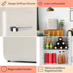 Klarstein Audrey Mini - kleiner Kühlschrank, kompakte Mini-Bar, freistehend, Kompressionskühlung, Fassungsvermögen, Kühlung: 0-10 °C, Mini-Kühlschrank mit 70 Liter Fassungsvermögen, rot