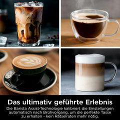 Ninja Luxe Essential 2-in-1-Kaffeemaschine mit Mahlwerk und Aufschäumer für Latte, Cappuccino & Espresso, einfache Handhabung, 2 Voreinstellungen zum Aufschäumen, Silber, ES501EU