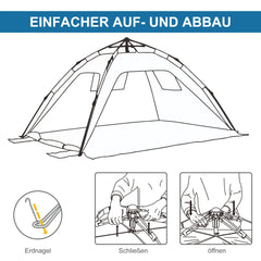 Outsunny Strandmuschel Pop-up 2 Personen mit Fenstern Himmelblau
