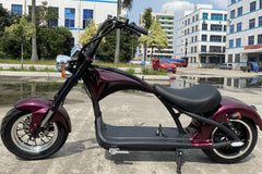 Mangosteen M1P Elektro-Chopper in Weinrot – 2000W Bürstenloser Motor, 60 km/h Hchstgeschwindigkeit
