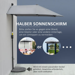 Outsunny Halbrundschirm Sonnenschirm mit Handkurbel Belüftung