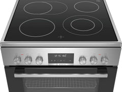 Bosch HKR39C250 Serie 4 Elektro-Standherd, 60 cm breit, EcoClean Direct Reinigungshilfe, 3D Heißluft Backen auf 3 Ebenen, LED-Display-Steuerung, erweiterbare Kochzone für großes Kochgeschirr