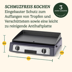 Cuisinart Hot Plate Entertaining Grill & Griddle | XL Elektrischer Plancha Grill, Teppanyaki Grillplatte für zu Hause | Antihaftbeschichtete abnehmbare Platte, 2-Zonen-Temperaturregelung bis zu 260°C