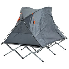 Outsunny Campingbett mit Zelt & Luftmatratze für 2 Personen, 200×146×159 cm, Grau