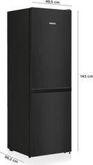 Heinrichs Fridge Freezer Combination 175 Litres, Cooling Volume 122 L, Freezer 53 L, LED Interior Lighting, Fridge Door Hinge, Changeable, Quiet 39 dB, Large Freezer Boxes, 7 Temperature Levels, inox