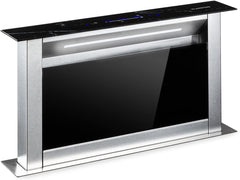 Klarstein Downdraft-Dunstabzugshaube, Versenkbare Abzugshaube, Leise Dunstabzugshauben mit Filter, Dunstabzugshaube 60cm, Umluft/Abluft Dunsthaube mit 10 Stufen, Dunstabzug 576 m³/h Luftstrom