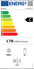 Siemens GS54NAWCV iQ500 Gefrierschrank, 176 x 70 cm, 327 L, noFrost nie wieder abtauen, bigBox Platz für großes Gefriergut, varioZone flexible Glas-und Schubladen, Weiß