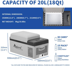 Alpicool C12 12L Cool Box 12 V Mini Fridge Electric Compressor Car Fridge Camping Freezer Box Small Portable for Car, Truck, Boat, RV with USB Connection
