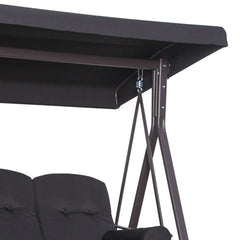 Outsunny 3-Sitzer Hollywoodschaukel mit Sonnendach & Kissen – Schwarz