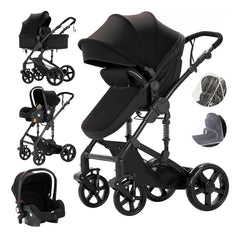 3 in 1 Kombikinderwagen 3 in 1 Reisesysteme Kinderwagen Infant Hochlandschaft Liegender Buggy Kinderwagen Neugeborenen Kinderwagen Faltbarer Standardkinderwagen (906 White)