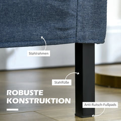 HOMCOM 2-Sitzer Sofa mit Leinenoptik & Stahlbeinen, Dunkelblau