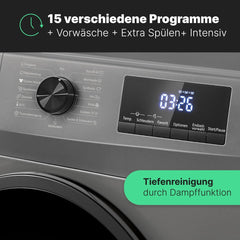 Bomann Waschmaschine 7kg | max. 1400 U/min | 10 Jahre Motor-Garantie | effizienter, leiser & langlebiger Invertermotor | 15 Programme | Endzeitvorwahl | LED-Display | Washing Machine | WA 7175 wei