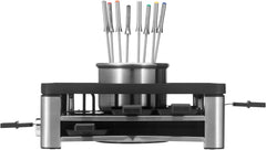 WMF Lumero 3in1 Gourmet Station für 8 Personen, Raclette Fondue Kombi, elektrisch, Temperaturregulierung, Beleuchtung, 1800 Watt, platzsparend, edelstahl matt