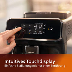 Philips Serie 2200 Kaffeevollautomat – Klassischer Milchaufschumer, Intuitives Touchdisplay, mattes Schwarz (EP2220/10)