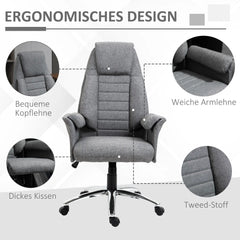 HOMCOM Bürostuhl Drehstuhl Retro Design höhenverstellbar grau