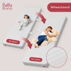 Bellabino Kinderbett Bia 140x200 cm, Hausbett Kinder inkl. Rausfallschutz und Rolllattenrost, Montessori Bodenbett weiß aus Massivholz Kiefer