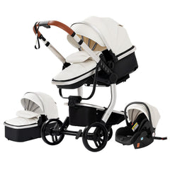3 in 1 Kombikinderwagen 3 in 1 Reisesysteme Kinderwagen Infant Hochlandschaft Liegender Buggy Kinderwagen Neugeborenen Kinderwagen Faltbarer Standardkinderwagen (906 White)