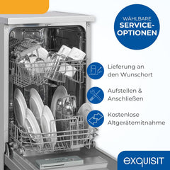 Exquisit Geschirrspüler, 9 Maßgedecke, Spülmaschine 45 cm, Power+, ECO-Modus, Geschirrspüler 45 cm, GSP59109-030E silber