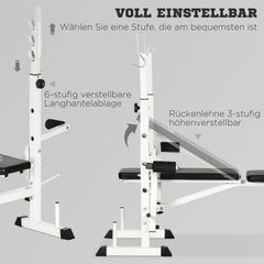 HOMCOM Trainingsbank höhenverstellbar mit Beinpresse und Bizepscurl