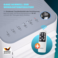 Monzana lokale Klimaanlage MZKA2000 Mobil Abluftschlauch 7000BTU 3in1 750W 24h Timer 25qm Fernbedienung Luftentfeuchter Rollladenkit Klimagerät
