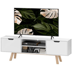 HOMCOM TV Lowboard 65 Zoll mit Kabelführung und 2 Schränken Weiß