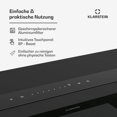 Klarstein Downdraft-Dunstabzugshaube, Versenkbare Abzugshaube, Leise Dunstabzugshauben mit Filter, Dunstabzugshaube 60cm, Umluft/Abluft Dunsthaube mit 10 Stufen, Dunstabzug 576 m³/h Luftstrom