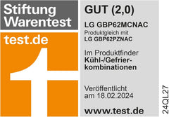 LG GBP62MCNAC Kühl-Gefrierkombi – 384 L, Energieeffizienz A, Total NoFrost, DoorCooling+, niedriger Geräuschpegel, modernes Design in Anthrazit Schwarz, 59,5 x 67,5 x 203 cm