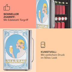 Klarstein Kühlschrank 70L, Kleiner Kühlschrank mit Herausnehmbaren Ablagen, Leiser Mini Kühlschrank mit Glastür & LED, Getränkekühlschrank Klein, Outdoor Geeignet, Biersafe für Flaschen, 0-10°C