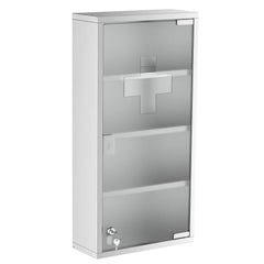 HOMCOM Medizinschrank abschließbar Tip-On Automatik Edelstahl