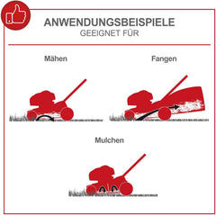 Scheppach Benzin Rasenmäher MS150-42 - 3,5PS | Schnittbreite 42cm | Radantrieb | Stahlgehäuse | Reinigungsfunktion | Mulchfunktion | 45 Liter Fangkorb | Höhenverstellung in 7 Stufen (25-75mm)