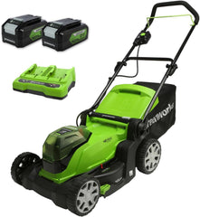 Greenworks 48V (2x24V) Selbstfahrender Akku Rasenmher für groe Flchen bis zu 480m, 46cm Schnittbreite, 55L Sack PLUS zwei 4Ah-Akkus und Doppelladegert GD24X2LM46SPK4X