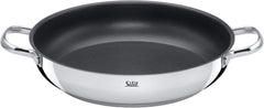 Silit Toskana Topfset induktionsgeeignet 10-teilig, Kochtopf Set mit Glasdeckel, Induktionskochtöpfe, Milchtopf, Dämpfer, Pfanne, Edelstahl teilmattiert, Induktions Töpfe Set unbeschichtet