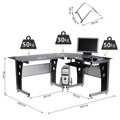 HOMCOM Eckschreibtisch L-Form mit Tastaturablage & PC-Tower-Halterung