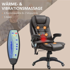 HOMCOM Bürostuhl Chefsessel Massagefunktion Wärmefunktion höhenverstellbar