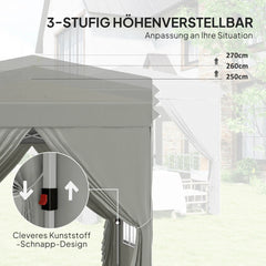 Outsunny Faltpavillon 2,5×2,5 m mit UV-Schutz & Seitenteilen
