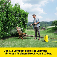Krcher Hochdruckreiniger K Mini, leicht und kompakt, Druck: max. 110 bar, Durchfluss: 360 l/h, Flche: 20 m/h, Gewicht: 3,93 kg, Hochdruckpistole, Dreckfrser, Strahlrohr, Wasserfilter,Schwarz, Gelb