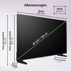 JVC Fernseher 40 Zoll Smart TV VIDAA Full HD HDR Fernseher mit 100 cm Bildschirmdiagonale und integriertem Triple-Tuner, LED TV LT-40VDF2555 (2026)