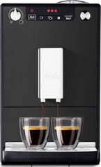 Melitta Solo - Kaffeevollautomat mit höhenverstellbarem Auslauf, kleine Kaffeemaschine mit abnehmbarem Wassertank, für z. B. Espresso oder Café Crème, silber