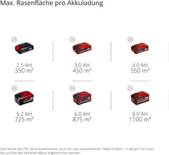 Einhell Akku-Rasenmäher RASARRO 36/42 Kit Power X-Change (36V, 42 cm Schnittbreite, bis 725 m², Brushless, 50L Fangkorb, Mulchfunktion, inkl. 2x 5,2Ah + 1x Twincharger)