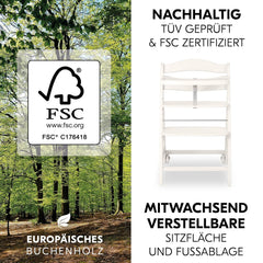 hauck Hochstuhl Beta+ Newborn Set Premium Dark Grey - Babyhochstuhl Set ab Geburt mit Neugeborenen Aufsatz Bouncer, Sitzpolster und Essbrett - Dark Grey