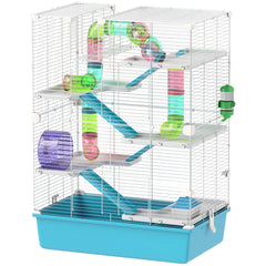 PawHut Hamsterkäfig Kleintierkäfig 6 Etagen Röhrensystem Doppel-Turm
