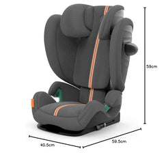 CYBEX Gold Kinder-Autositz Solution G i-Fix, Für Autos mit und ohne ISOFIX, Ab ca. 3 bis 12 Jahre (100 - 150 cm), Ab ca. 15 bis 50 kg, Lava Grey