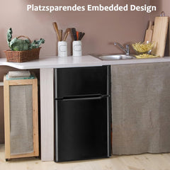 GOPLUS Kühlschrank mit Gefrierfach - Kühl Gefrierkombination / 90L Gesamtnutzinhalt, 27L Gefrierteil/Thermostat einstellbar/LED Innenbeleuchtung/Türanschlag wechselbar (Weiß)