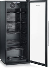 SEVERIN Flaschenkühlschrank, mit integriertem Schloss und integrierter LED-Beleuchtung, 118 L Nutzinhalt, schwarz/silber, FSK 8840